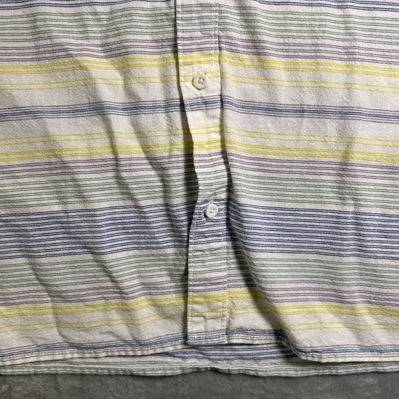 Vans Button Up Linen Shirt Mens Large Striped Skater Preppy Classic Elevated - Picture 6 of 13